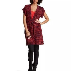 BCBGMAXAZRIA Open Front Knit Cardigan Duster with Belt